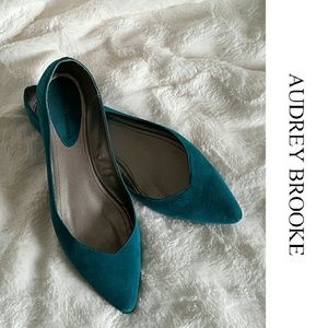Audrey Brooke Cici Teal Suede Flat 11M